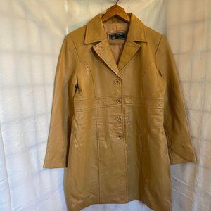 NWT Niko Milano Women's Tan Soft Lamb Leather Trench Type Jacket Size Large